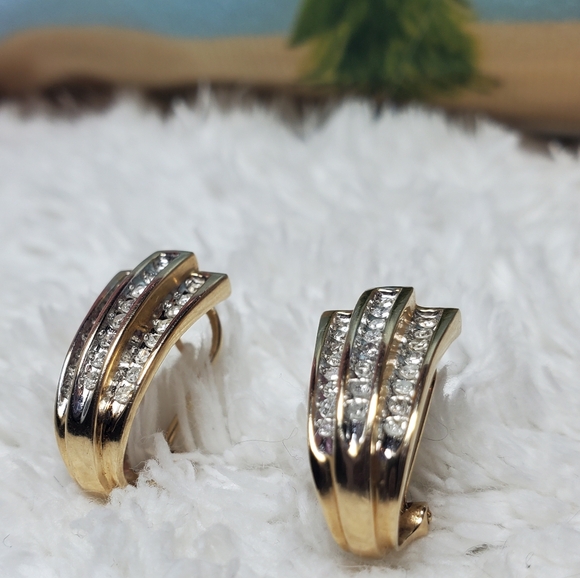 Zales14kGold Channel Set Diamond Earrings - Picture 2 of 14